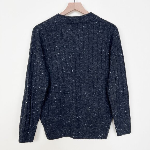 Madewell Wool Donegal Bowden Henley Sweater Coziest Yarn Fisherman Quiet Luxury - Picture 9 of 13